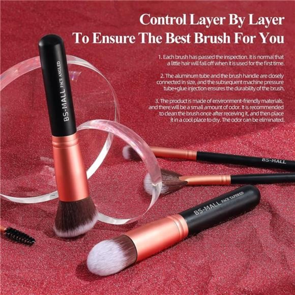 New in Box - Makeup Brushes Premium 14 Pcs Brush Set, Rose Golden, with Case - Picture 5 of 6